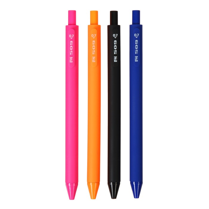 Ручка шариковая автоматическая 0,7 мм синяя, Soft-touch покрытие (софт тач), корпус МИКС - Фото 1