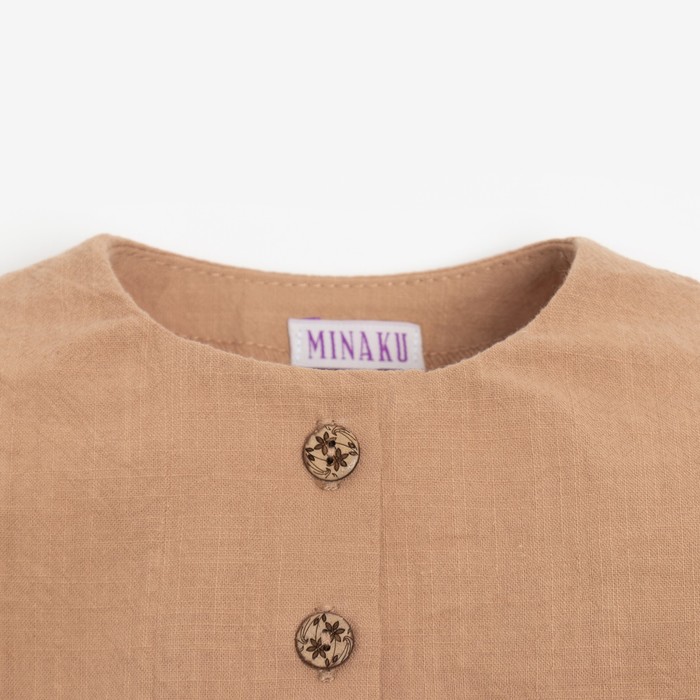 Комплект для девочки (туника, шорты) MINAKU цвет бежевый, рост 68-74 см - фото 1907643736