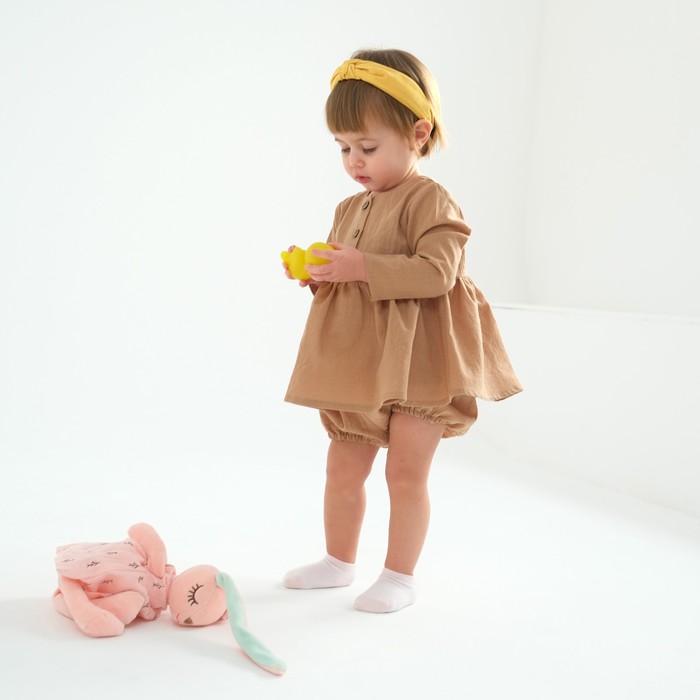Комплект для девочки (туника, шорты) MINAKU цвет бежевый, рост 68-74 см - фото 1907643732