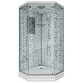Душевая кабина NG-7701DW, 90х90х200 см, поддон 15 см, стекло прозрачное, белый