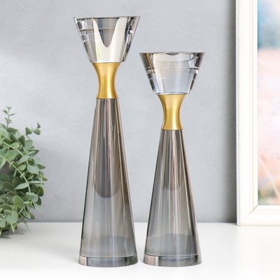 Набор подсвечников на 1 свечу «Гармония», 2 шт., 32×9×9 см