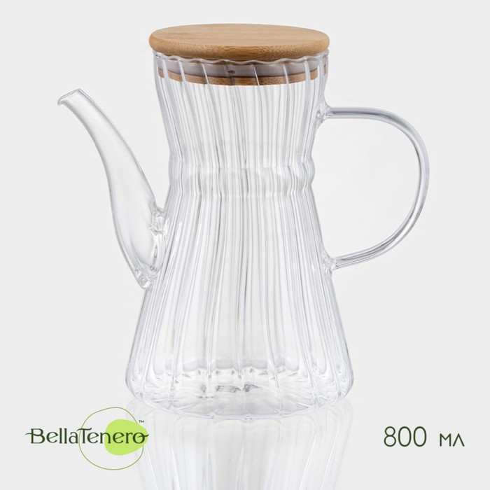 Заварочный чайник BellaTenero «Эко. Восток», 800 мл, 18×11.5×17 см, с бамбуковой крышкой, стекло - Фото 1
