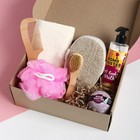 Набор подарочный «Этель», полотенце 30×60 см, мочалка, щётка - Фото 1