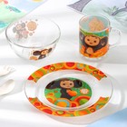 Набор посуды «Чебурашка», 3 предмета: тарелка,миска, кружка, в подарочной упаковке, стекло - фото 9271772