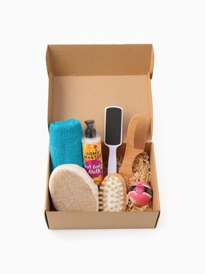 Набор подарочный «Этель», полотенце 30×60 см, мочалка, массажёр