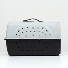 Переноска для животных пластиковая с металлической дверью 47×30×35 см, вес до 12 кг, серая - Фото 3