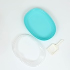 Туалет для кошек, 38×28×15 см, округлый, с бортиком и совком, синий - Фото 6