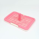 Туалет для собак, 47×34×5.5 см, с сеткой и столбиком, пластик, розовый - Фото 3