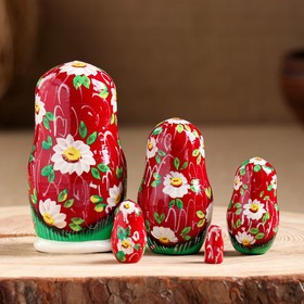 

Матрешка "Тюльпаны"(красный платок), 5 кукольная, 10-11 см