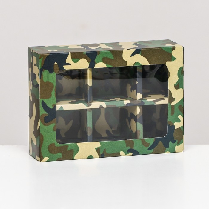 Коробка для конфет 6 шт, "Камуфляж", 13,7 х 9,85 х 3,86 см - фото 1906198032