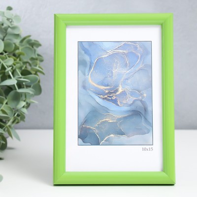 Фоторамка пластик "Радуга" 10х15 см, салатовый (стекло)