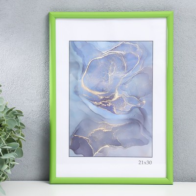 Фоторамка пластик "Радуга" 21х30 см, салатовый (стекло)