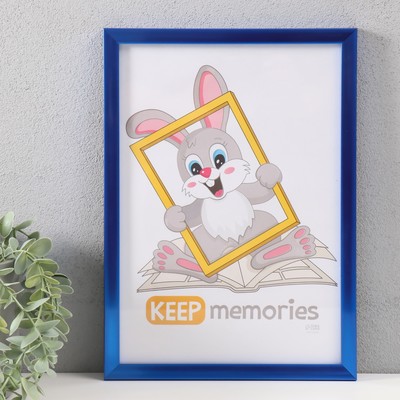 Фоторамка пластик "Формат" 21х30 см, синий металлик (стекло)