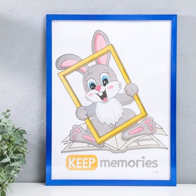 Фоторамка пластик "Формат" 30х40 см, синий металлик (стекло)