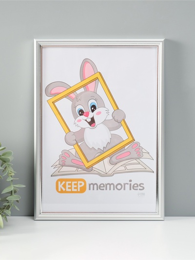Фоторамка для фото 21×30 см Keep memories «Гамма», пластик, матовое серебро, (пластиковый экран))