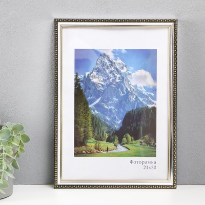 Фоторамка для фото 21×30 см Keep memories «Камея», пластик, серебро, (пластиковый экран)