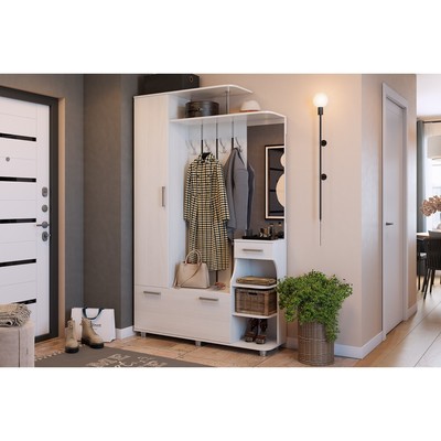 Прихожая «Барселона - 1», 1300×340×2110 мм, цвет белый рамух