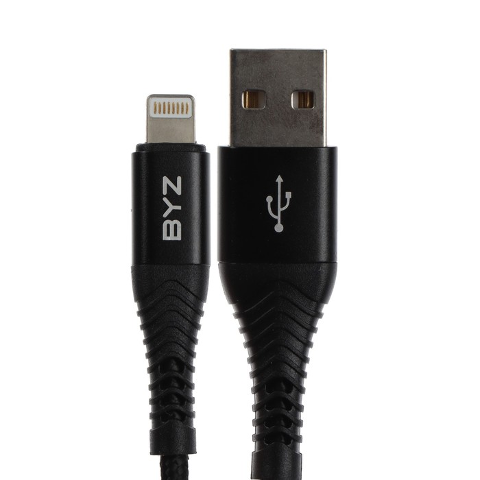 Кабель BYZ BC-029, Lightning - USB, 5 А, 1 м, нейлон, черный - фото 51459580