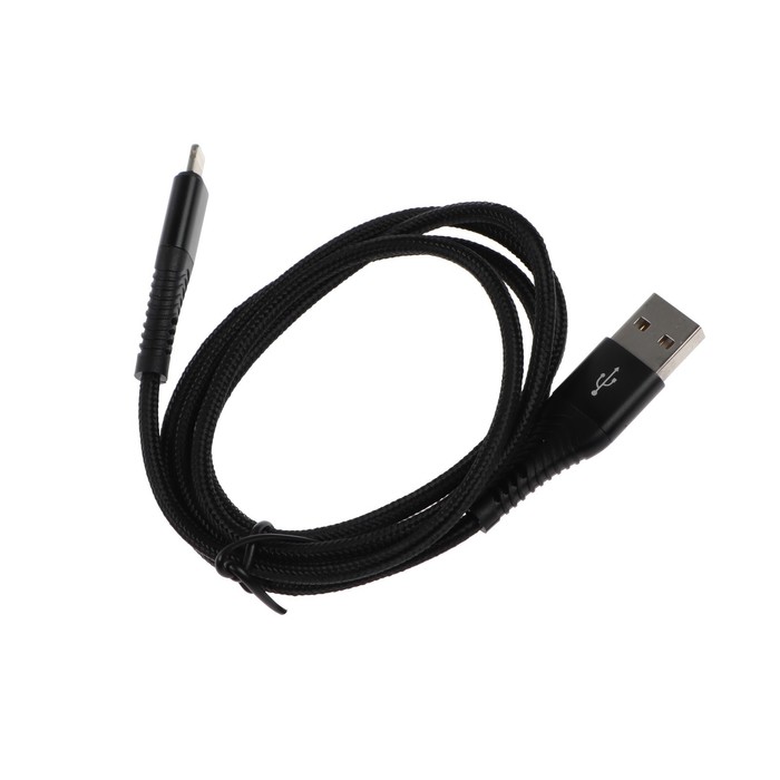 Кабель BYZ BC-029, Lightning - USB, 5 А, 1 м, нейлон, черный - фото 51459581