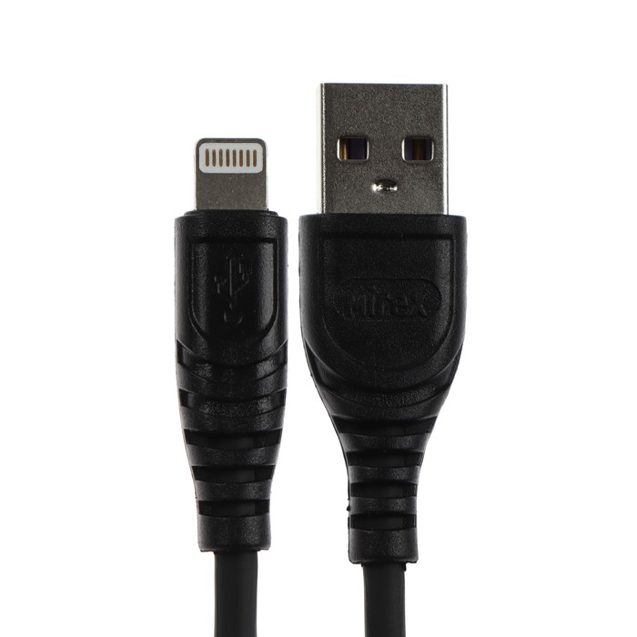 Кабель Mirex 13700-007i3BK, Lightning - USB, 3 А, 1.2 м, быстрая зарядка, черный - фото 51459592