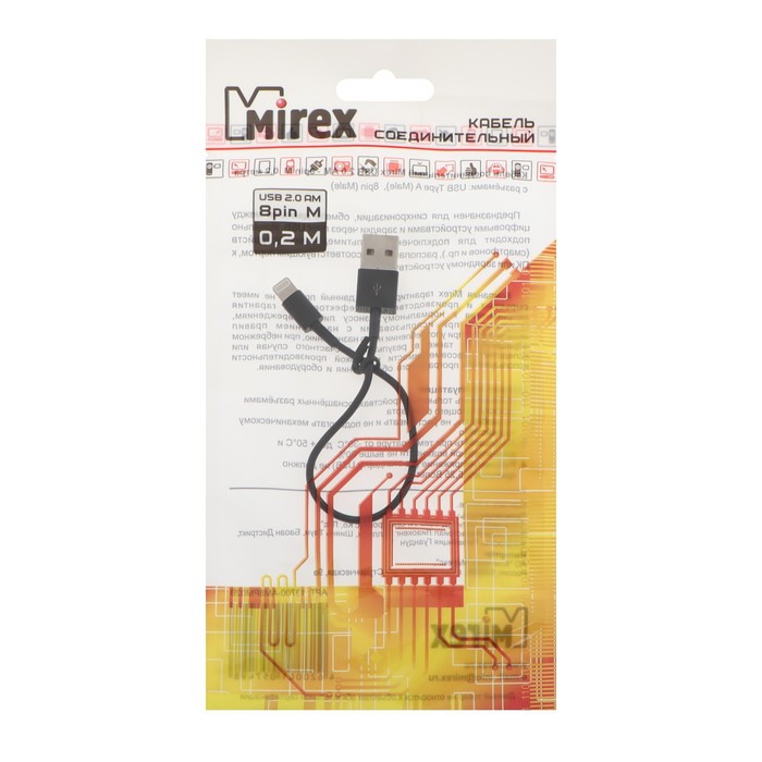 Кабель Mirex 13700-AM8PM02B, Lightning - USB, 0.2 м, черный - фото 51459609