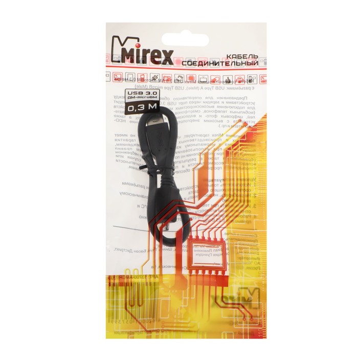 Кабель Mirex 13700-AMCR03U3, microUSB - USB, 0.3 м, черный - фото 51459624