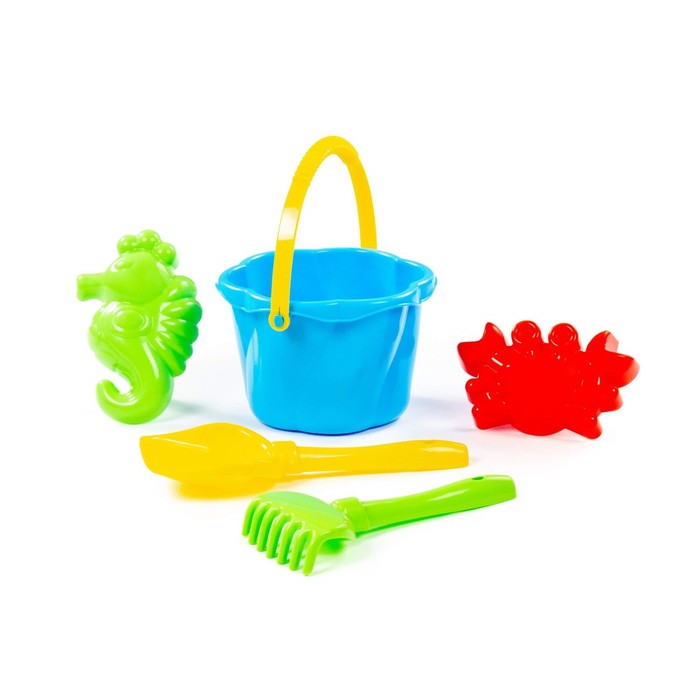 Песочный набор №664: ведро-цветок среднее, лопатка, грабельки, 2 формочки, цвета МИКС 60719