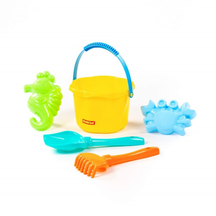 Песочный набор №664: ведро-цветок среднее, лопатка, грабельки, 2 формочки, цвета МИКС 60719
