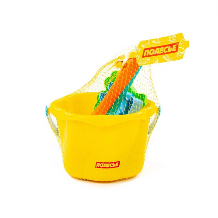 Песочный набор №664: ведро-цветок среднее, лопатка, грабельки, 2 формочки, цвета МИКС 60719