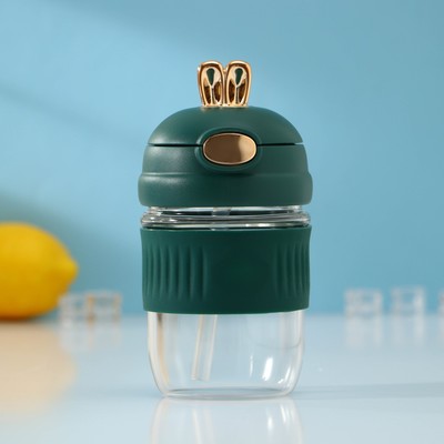 Бутылка для воды стеклянная «Ушки», 350 мл, 9,5×9×17 см, цвет МИКС
