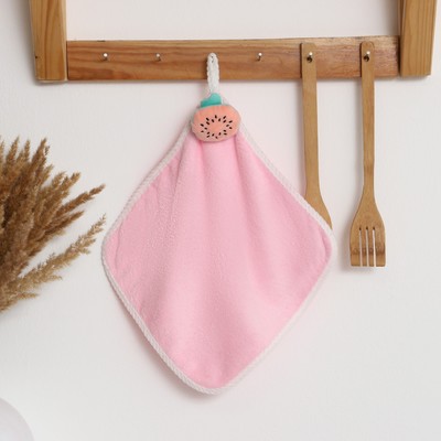 Полотенце Доляна «Арбуз» цвет розовый, 30×30 см, 100% пэ, микрофибра