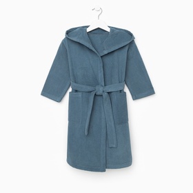 Халат махровый детский Этель «Джентльмен», размер 34 (122-128 см), морская волна