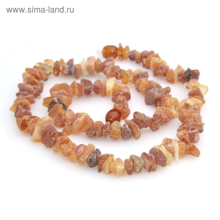 Бусы «Янтарь необработанный» крошка, цвет коньячный, 45см - Фото 1