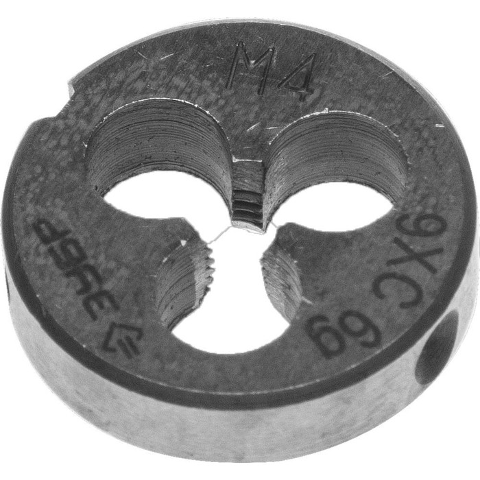 Плашка ЗУБР 4-28022-04-0.7, сталь 9ХС, круглая ручная, М4 x 0.7 мм - Фото 1