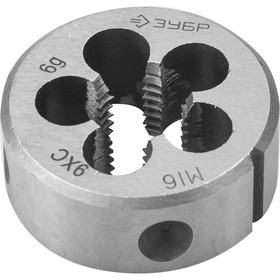 Плашка ЗУБР 4-28022-16-1.5, сталь 9ХС, круглая ручная, М16 x 1.5 мм