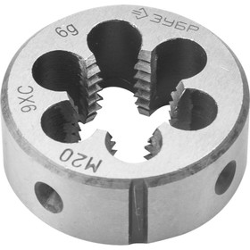 Плашка ЗУБР 4-28022-20-1.5, сталь 9ХС, круглая ручная, М20 x 1.5 мм