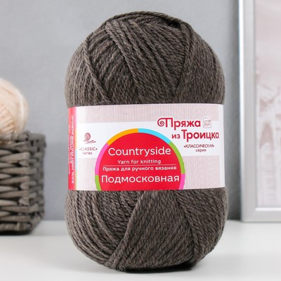 Пряжа "Подмосковная" 50% шерсть, 50% акрил 250м/100гр (446, Т.серый)