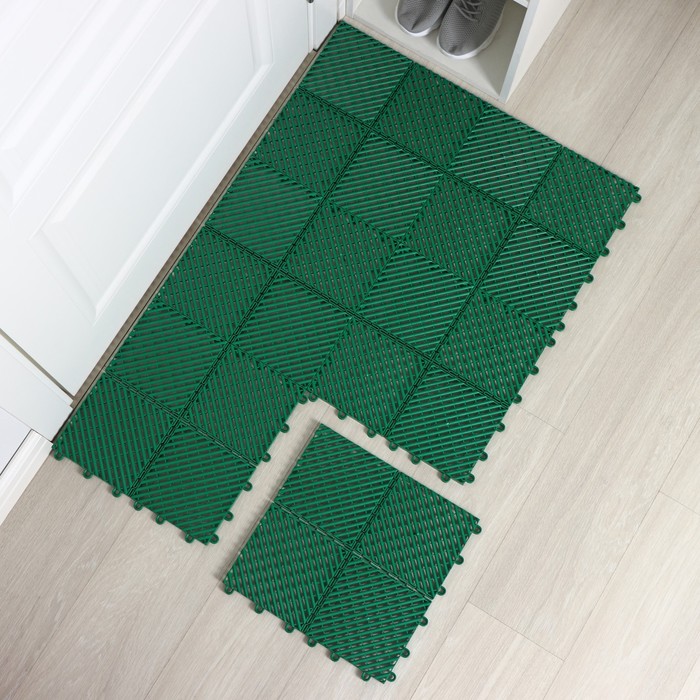 Напольное модульное покрытие City, 33×33 см, 9 шт в упаковке, цвет зелёный - Фото 1