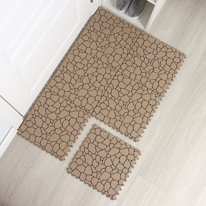 Напольное модульное покрытие AQUA STONE, 34×34 см, 6 шт в упаковке, бежевый - Фото 1