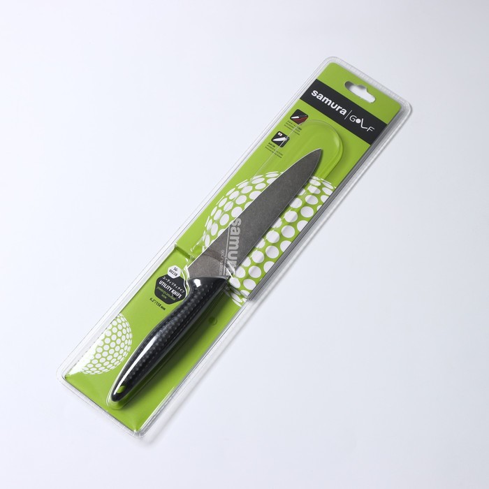 Нож кухонный Samura GOLF Stonewash, универсальный, лезвие 15,8 см, чёрная рукоять - фото 1909108148