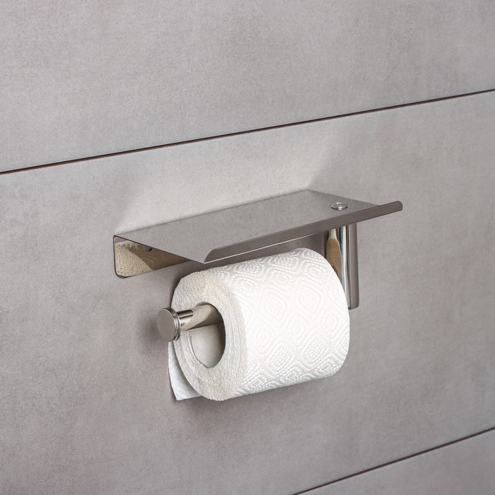 Держатель для туалетной бумаги с полочкой, 18×10×9 см - Фото 1