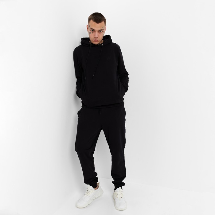 Костюм мужской (толстовка/брюки), цвет чёрный, размер 48 (L) 60737
