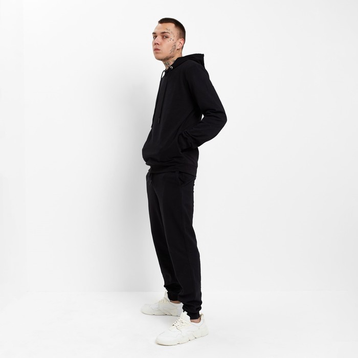 Костюм мужской (толстовка/брюки), цвет чёрный, размер 48 (L) 60737