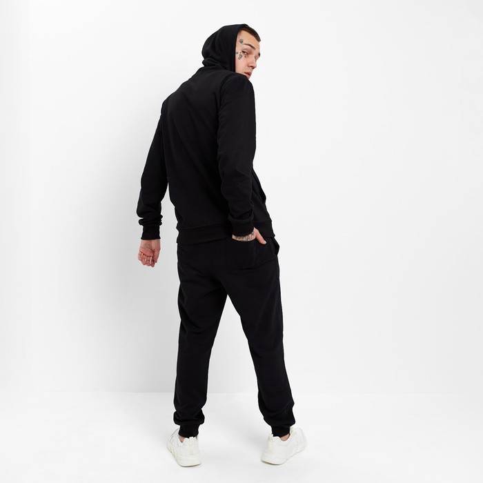 Костюм мужской (толстовка/брюки), цвет чёрный, размер 48 (L) 60737