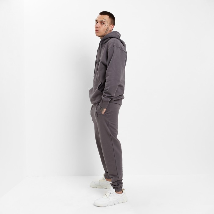Костюм мужской (толстовка/брюки), цвет тёмно-серый, размер 48 (L) 60741