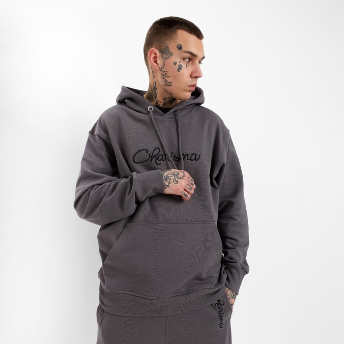 Костюм мужской (толстовка/брюки), цвет тёмно-серый, размер 48 (L) 60741