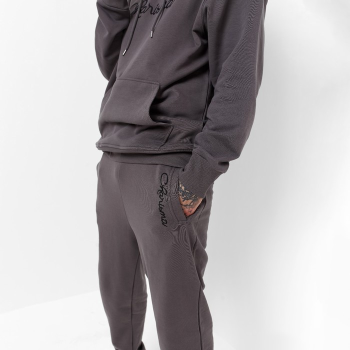 Костюм мужской (толстовка/брюки), цвет тёмно-серый, размер 48 (L) 60741