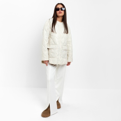 Куртка стёганая женская демисезонная MIST Oversize, размер 44, молочная