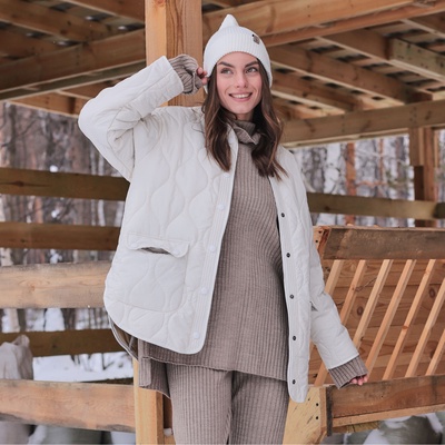 Куртка стёганая женская демисезонная MIST Oversize, размер 46, молочная