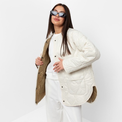 Куртка стёганая женская демисезонная MIST Oversize, размер 46, молочная